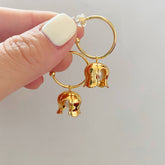 Gold Floral Muguet De Mai Earrings 18k Gold Plated