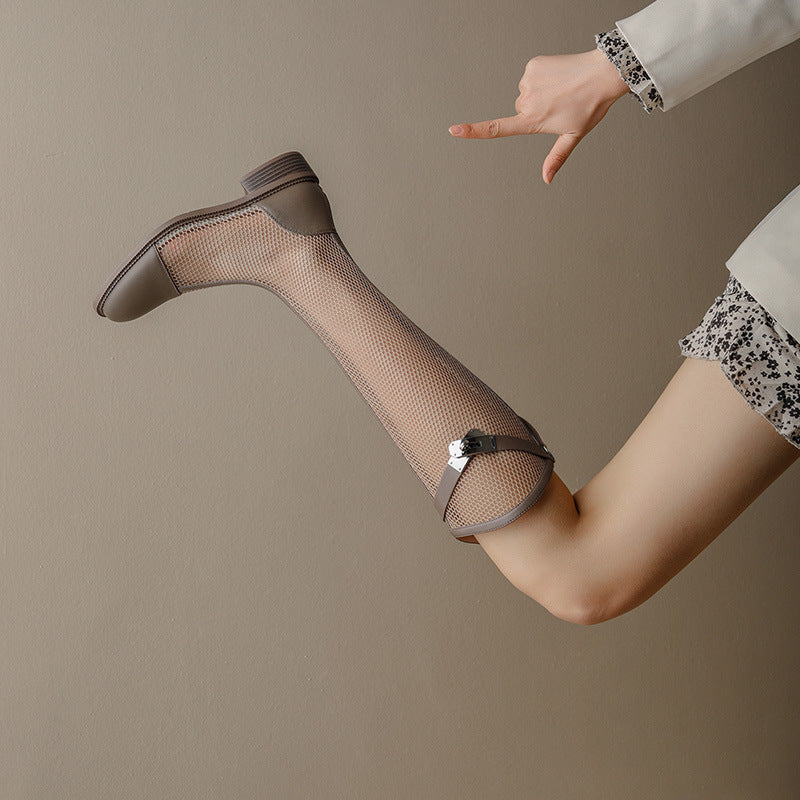 Mess Knee High Flat Boots Fashion Shoes