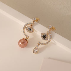 Evil Eyes unbalace Earrings 18K Gold Plated