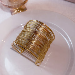 Gold Bohe Wide Cuff Hollow Bangle Bracelet