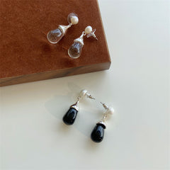 Fresh-water Pearl Crystal Drop Earrings