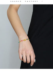 Green Amazonyte Beads Charm Bracelet