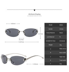 Y2K Rimless Oval Sunglasses