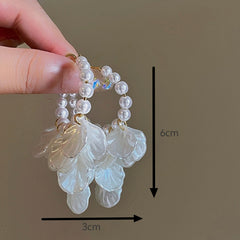 Flower Beaded Resin Pearl Earrings Hoops