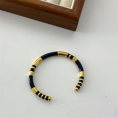 French Niche luxury Enamel Cuff Bangle 18K Gold Plated