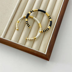 French Niche luxury Enamel Cuff Bangle 18K Gold Plated