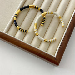 French Niche luxury Enamel Cuff Bangle 18K Gold Plated
