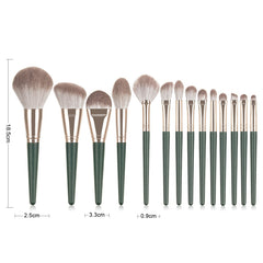 14 Pcs Dark Green Premium Cosmetic Makeup Brush Set