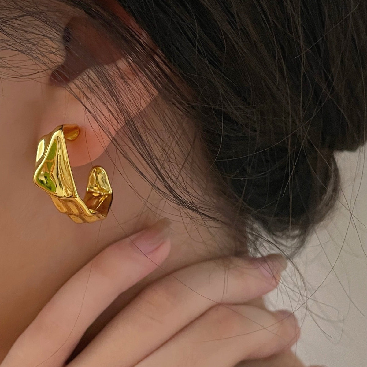 24k Gold Plated Flow Hoop Earrings