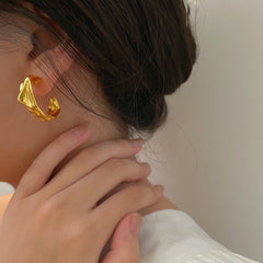 24k Gold Plated Flow Hoop Earrings