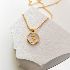 18k Gold-filled Vintage Rose Necklace