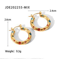18k Gold Plated Color Stone Hoops