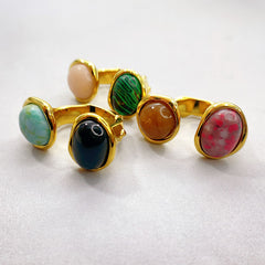 Stone Dressing Ring 18k Gold-Plated