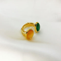 Stone Dressing Ring 18k Gold-Plated