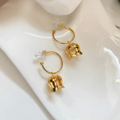 Gold Floral Muguet De Mai Earrings 18k Gold Plated