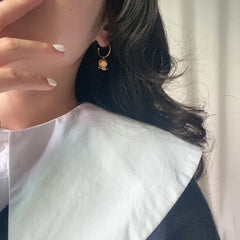 Gold Floral Muguet De Mai Earrings 18k Gold Plated