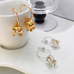 Gold Floral Muguet De Mai Earrings 18k Gold Plated