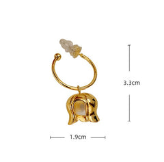 Gold Floral Muguet De Mai Earrings 18k Gold Plated